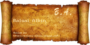 Balsai Albin névjegykártya
